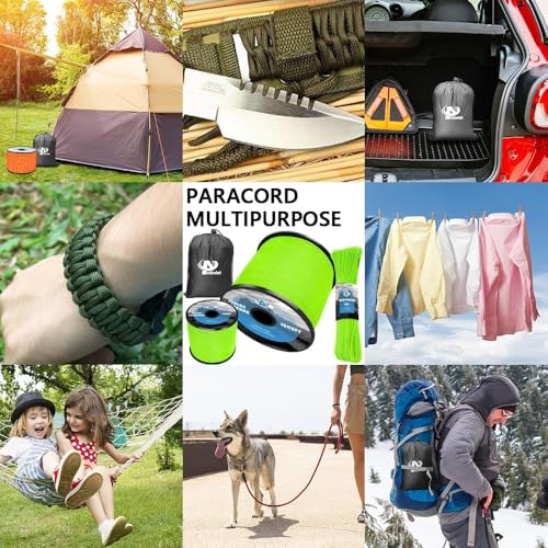 750Ib Reflective Paracord Rope,100' 200' 500' 1000', 4mm 11 Strand Parachute Spool Cord with Collecting Bag, para Cord Lan...