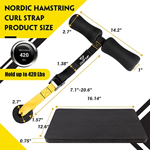 Nordic Hamstring Curl Strap, Nordic Curl Strap Holds 420 Pounds Great for Hamstring Curls, Sit-ups, Spanish Squats, Ab Wor...
