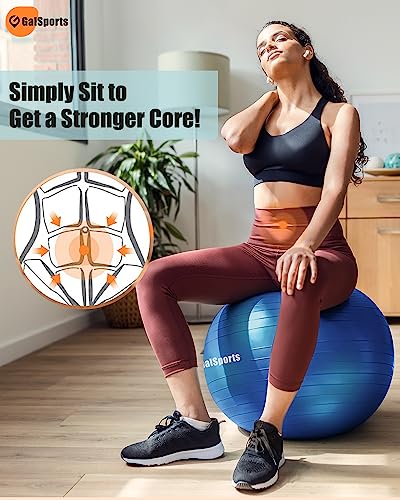 GalSports Anti-Burst Slip Resistant Stability Ball - Swiss Ball for Home Gym & Physical Therapy