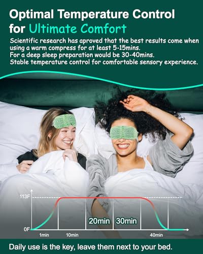 16 Packs Steam Eye Masks for Dry Eyes, Self Heating Warm Compress for Eyes Fatigue & Puffiness Relief, Disposable Heated E...
