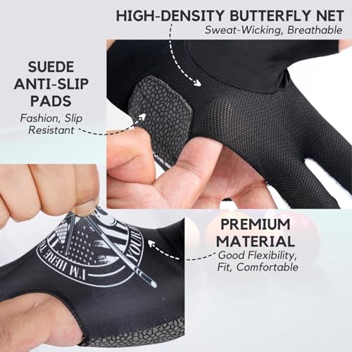 CybGene Billiard Pool Gloves for Left Hand 3 Finger, Quick-Dry Breathable, Shooters Snooker Cue Sport Glove Popular Sizes