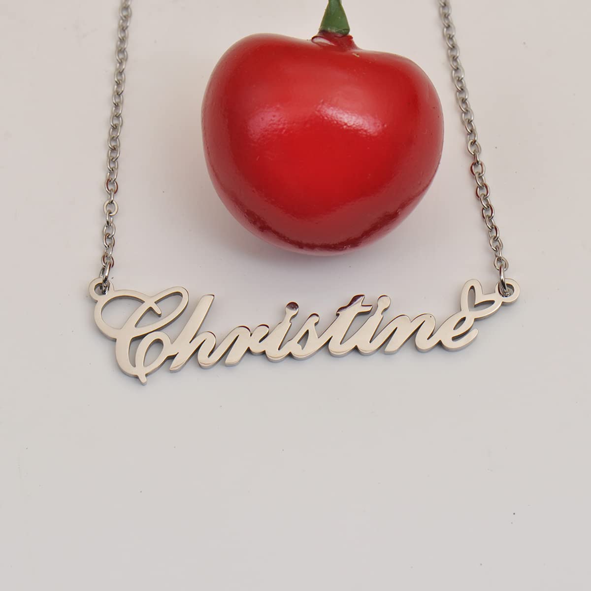 HUAN XUN Customized Leila Name Necklace Silver Stainless Steeel for Women Personlized Jewelry Gifts for Mother