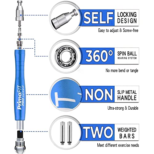 PrimaFIT Jump Rope Pro Speed Skipping Rope Adjustable Adult Jumping Rope Weighted Aluminium Handles for Double Dutch Boxin...