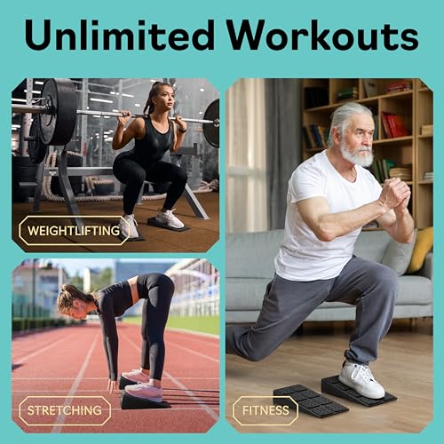 Squat Wedge Block Set of 3/5 - 960 LBS Capacity - Slant Board for Calf Stretching with 5 Stackable Angles - Calf Stretcher...