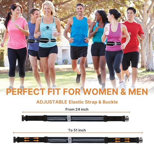 Running Belt for Women and Men, Waterproof Phone Holder for Running, Reflective 2-Pocket Waist Pack for Storing Runner’s E...
