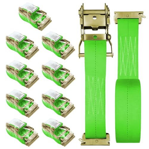 SALUINOKI 10Pack E Track 2 Ratchet Strap Etrack Van Box Truck Strap Accessories Heavy Duty 12ft E Track Accessories 4400lb...