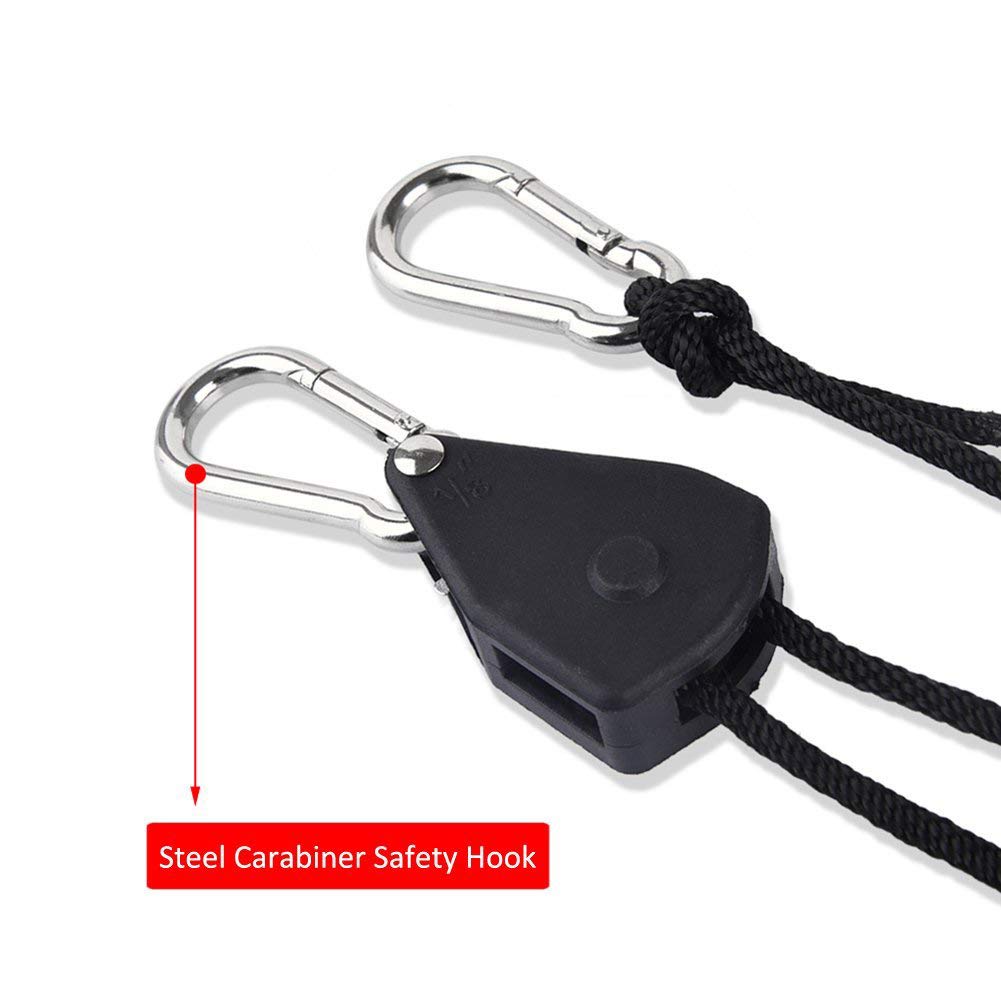 TopoGrow Adjustable Rope Hanger 1/8in  150lb, 192PCS/96 Pairs, Nylon, Loose-Proof Design for Grow Lights