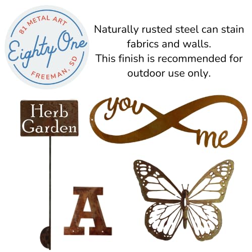 Classic Metal Garden Markers 19 Inches Tall (zinnias, Naturally Rusted)