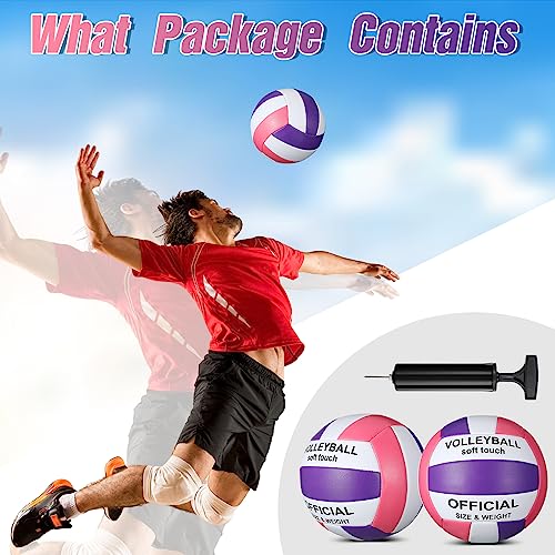 Lenwen 2 Pack Beach Volleyball Official Size 5 for Indoor Outdoor, Waterproof Soft Volleyball with Pump for Adult Beginner...