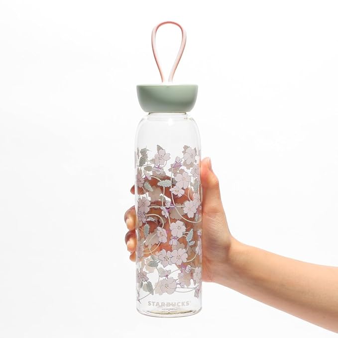 Starbucks JAPAN SAKURA2024 Silicone Strap Bottle, 18.9 fl oz (532 ml), pink