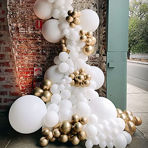 Voircoloria 130pcs White Balloons Different Sizes 18" 12" 10" 5" Party Latex Balloons for Birthday Baby Shower Graduation ...