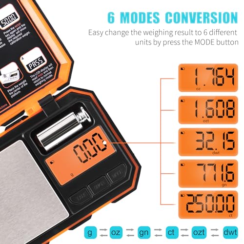 Fuzion Digital Pocket Scale, 500g x 0.01g Gram Scale, Mini Scale 6 Units Jewelry Scale with LCD Display, Tare Function for...