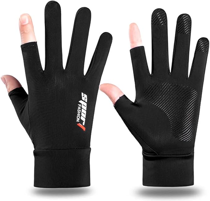 Eohak Men Summer Gloves UV Protection Driving Gloves Anti-Slip Touch Screen Gloves Outdoor Fishing Gloves