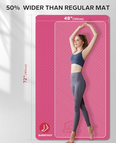 HAPBEAR Extra Large Yoga Mat - 72"x48"/78"x54", 1/4" & 1/3" Thick, Non-Slip, Durable, Eco-Friendly, Wide Exercise Mat for ...