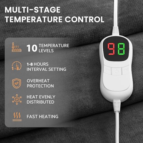 PLOATH Heated Electric Blanket Shawl: Heating Throw Heated Poncho - Wearable Blanket Hoodie Wrap Sherpa with 10 Heat Level...