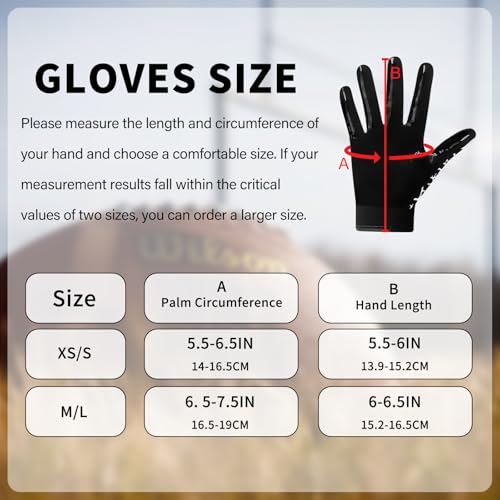 WATSAVPUP Youth Football Gloves Kids Silicone Grip Sports Receiver Gloves with Super Stick Ability for Enhanced Game Exper...