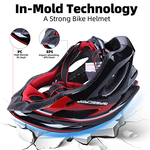 Basecamp Bike Helmet for Women Men with LED Safety Light Removable Sun Visor Lightweight Bicycle Helmet Adjustable Breatha...