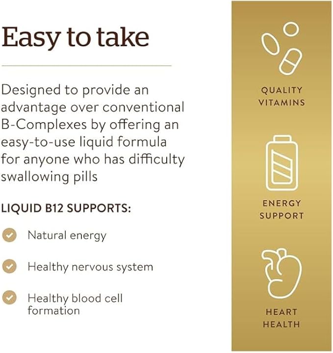 Solgar Sublingual Liquid B-12 2000 mcg with B-Complex, Supports Production of Energy - Nervous System - Promotes Heart Health - Vegan, Gluten Free, Kosher, 2 Fl Oz