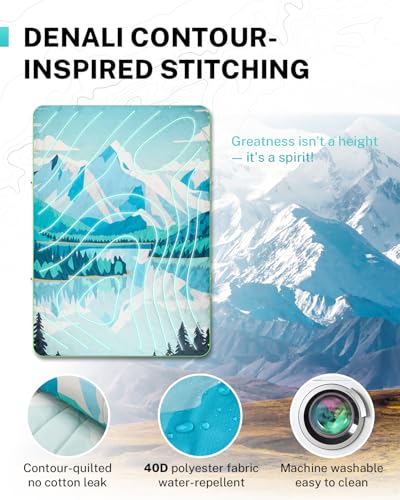 Gonex Camping Blanket with Aero-Warmth Tech Layer, Puffy Printed Packable Blanket Ultralight & Warm Wearable Water-Resista...