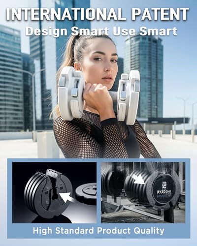 BYZOOM FITNESS Pure Series Adjustable Dumbbell – 12.5/25/27.5/75lb Single Unit OR Set of 2 – 5-in-1/ 10-in-1 / 21-in-1 Fle...