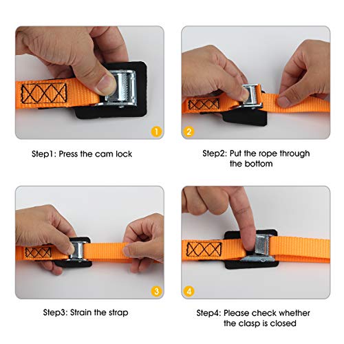 JCHL Sturdy 20-foot-by-1-inch Tie Down Strap Lashing Strap Cargo Tie-Down Strap Padded Cam Lock Buckle 1000lbs Capacity (...