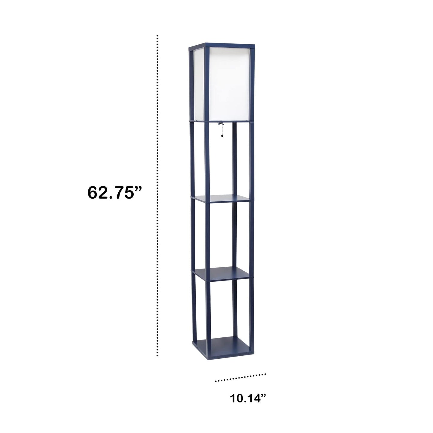 LALIA HOME Column Shelf Floor Lamp, Wood with Linen Shade, Model LHF-3004-NV, Navy