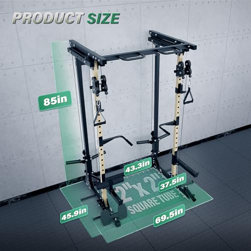 MAJOR FITNESS Drone3 Power Rack, 2500lbs Multi-Function Home Gym Squat Rack with Dual Pulley System, Pull-Up Bar & J-Hook...