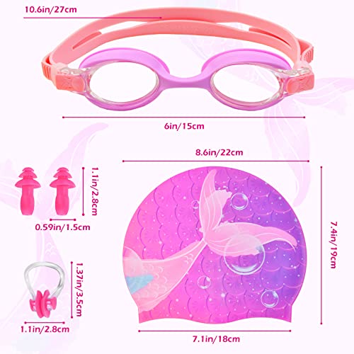 Ausletie Kids Swim Caps for Girls, Toddler Silicone Swimming Cap for Kids, Durable Comfortable Swimming Caps for Girls
