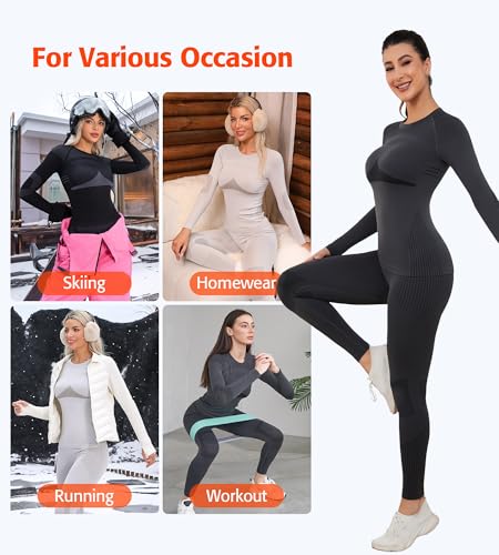 ATTRACO Thermal Underwear Set for Women Long Johns Warm Base Layer Top & Bottom for Cold Weather