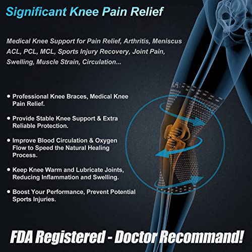 NEENCA Knee Braces for Knee Pain Relief, Compression Knee Sleeves with Patella Gel Pad & Side Stabilizers, Knee Support fo...