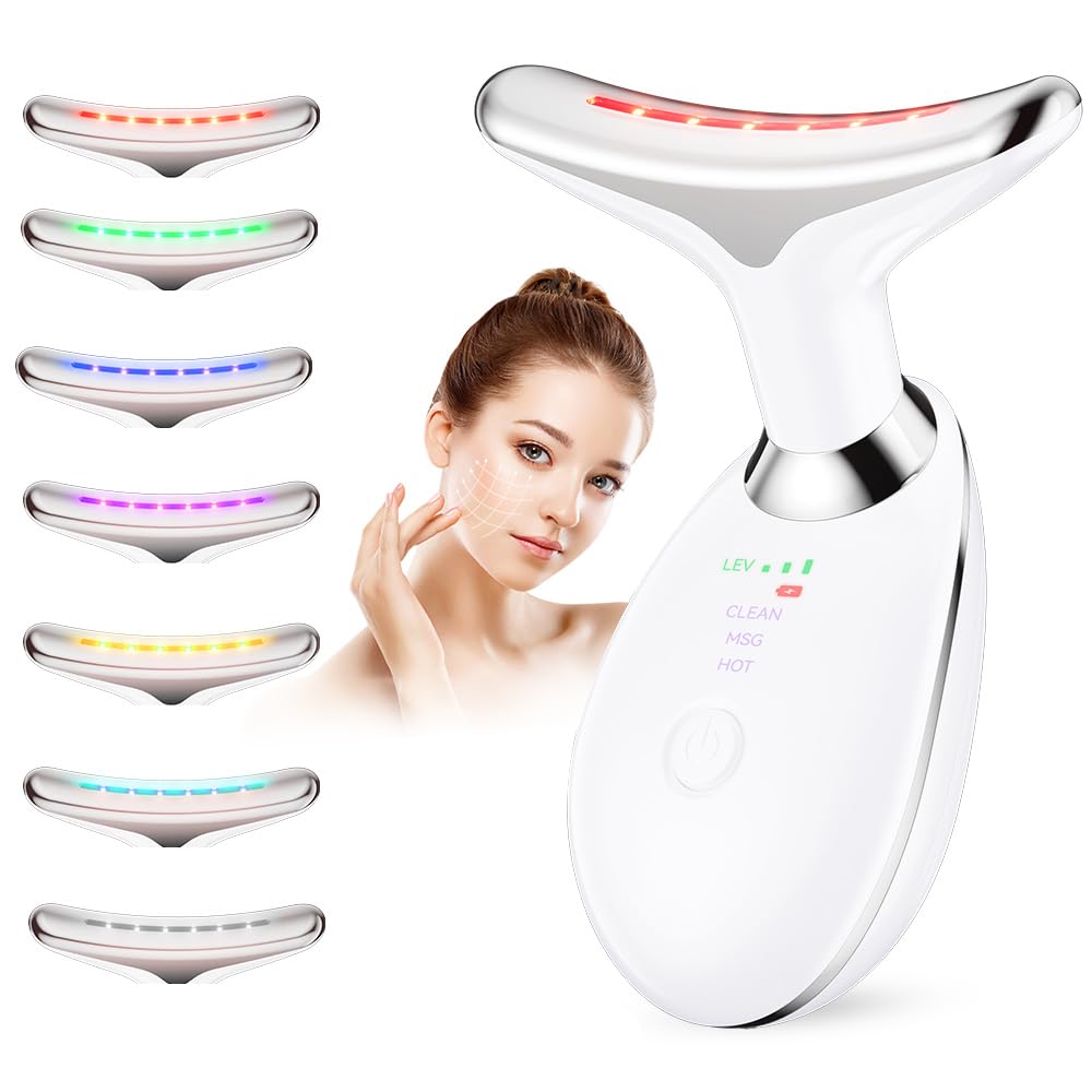 Neck Massager, 7-in-1 Multifunctional Facial Massager, Face Sculpting Tool for Skin Care, At-Home Face Tool with Vibration and T