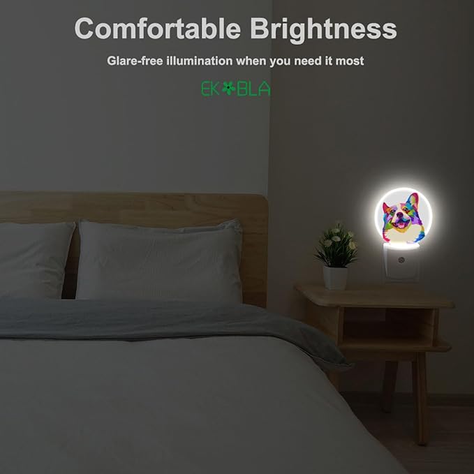 EKOBLA Dog Night Lights Plug into Wall Cute Dog Puppy Animal Plug-in Nightlights Auto Sensor LED Dusk to Dawn Light for Home Indoor Bathroom Hallway Kitchen
