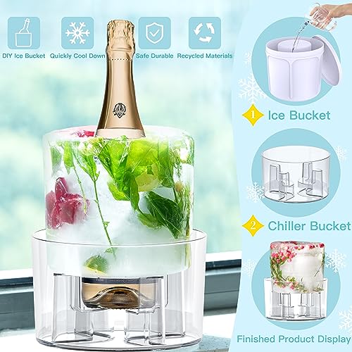 Ice Molds, Ice Bucket, Ice Mold Wine Bottle Chiller, DIY Champagne Cocktails Clear Bucket Freezer Chiller, Any Floral or F...