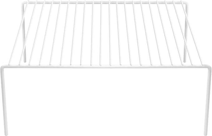 iPEGTOP Set of 2 Kitchen Cabinet Shelf Organizer, Medium (13 x 9.4 Inch) Bathroom Cabinet Organization Wire Shelf Rack, Rustproof Storage Space Saver Shelves for Countertops Pantries Utensils -White