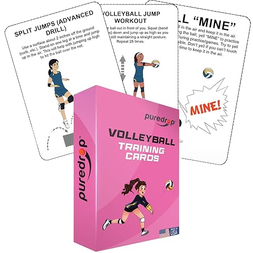 Puredrop Volleyball Training Equipment Aid Cards: Great Training Drills for Solo Practice for Volleyball Players. Coach Ex...