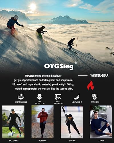 OYGSieg 3 or 2 Set Men's Thermal Underwear Long Johns with Fleece Lined, Thermals for Men Base Layer Cold Weather Top Bottom