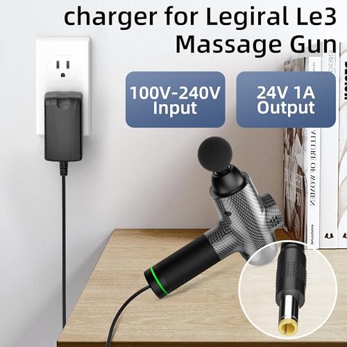 TEVSINPO 24V 1A Replacement Charger Compatible with Legiral Le3 Le6 Le9 Le11 Portable Massage Gun AC DC Adapter