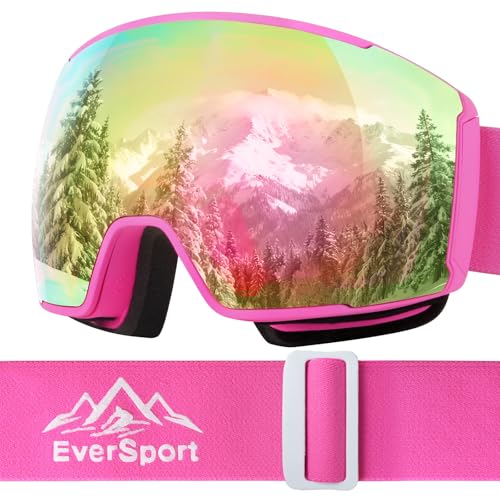 EverSport Ski Goggles, OTG Snowboard Goggles for Men Women with Magnetic Lens UV Protection and Anti Fog, Skiing Snowmobile