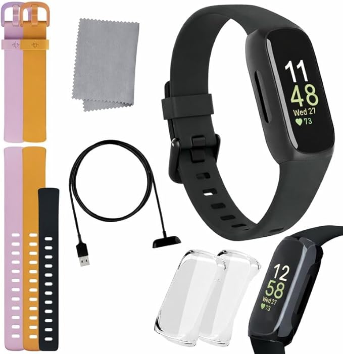 Fitbit Inspire 3 Health & Fitness Tracker Bundle - with Stress Management, Workout Intensity, Sleep Tracking, 24/7 Heart +...