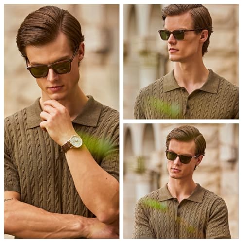 CARFIA Acetate Polarized Sunglasses for Men UV400 Protection Classic Retro Square Shades Driving Glasses