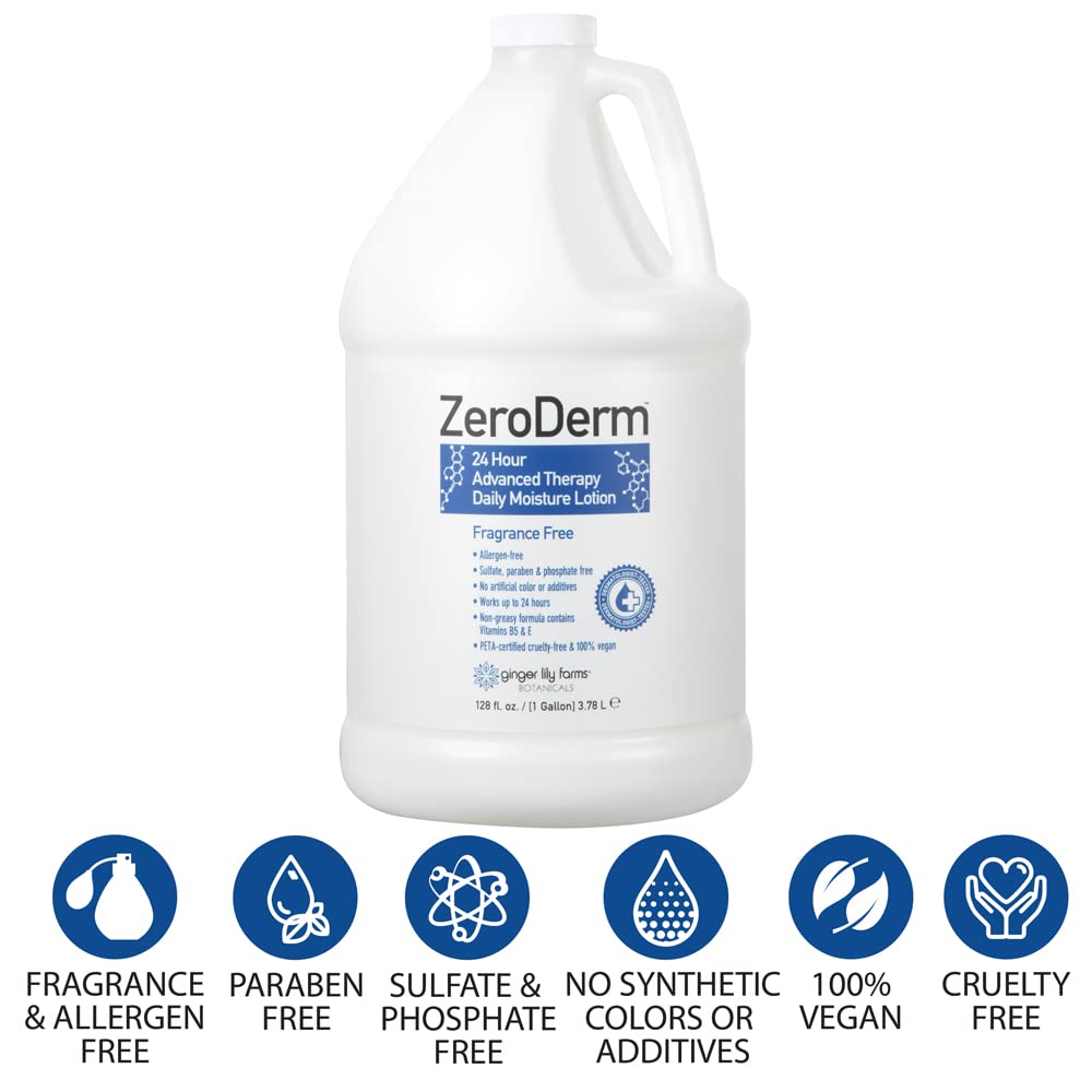 Ginger Lily Farms Botanicals ZeroDerm 24 Hour Advanced Therapy Daily Moisture Lotion, Allergen-Free, 100% Vegan & Cruelty-Free,