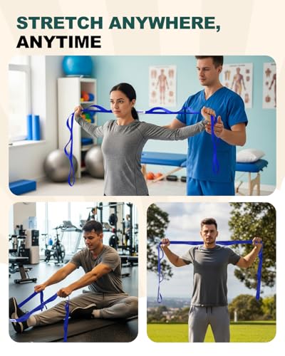 Trideer Stretching Strap Yoga Strap Physical Therapy for Home Workout, Exercise, Pilates and Gymnastics, Non-Elastic Stret...