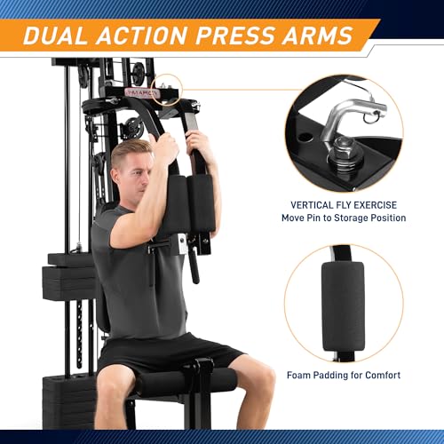 Marcy Multifunctional Workout Station 100lbs to 200lbs Stack Home Gym for Weightlifting and Bodybuilding