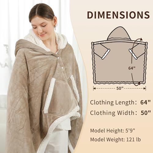 ESTINGO Wearable Heated Blanket Electric Throw, Heated Shawl with 6 Heating Levels and 1-4 Hours Auto Off, Heated Hoodie W...