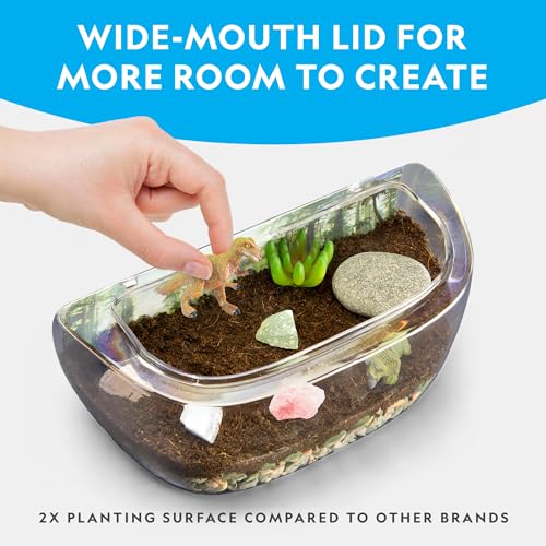 National Geographic Light Up Terrarium Kit for Kids - Build a Dinosaur Habitat with Real Plants & Gemstones, Science Kit, ...