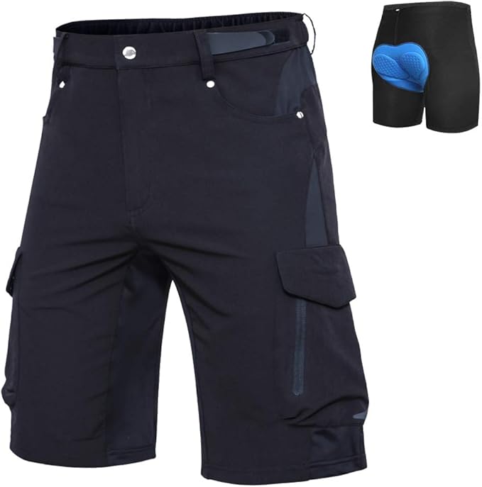 Ally Mens Mountain Bike Shorts 4D Padded Bike Shorts Baggy Cycling Biking Bicycle Biker Shorts Loose-fit with 6 Pockets