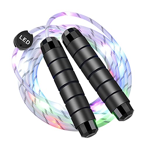 LED Jump Rope with Lights, USB Rechargeable Light Up Jumping Rope for Men Women Multi-color Glowing Skipping Rope for Ligh...