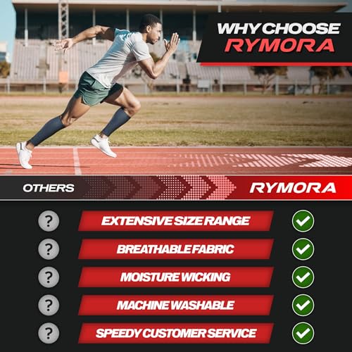 Rymora Calf Compression Sleeves Men Women - Leg Compression Sleeve Footless Socks - Shin Splint Relief Fitness Running