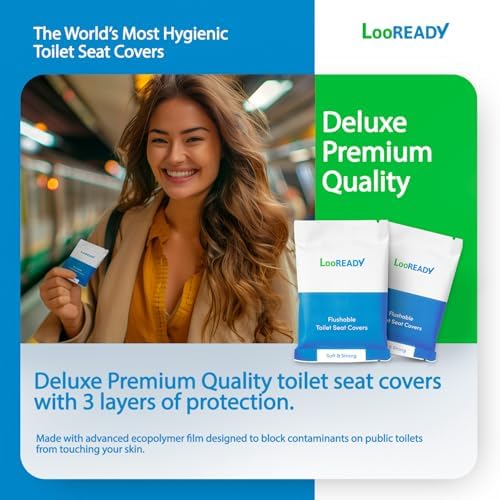 Toilet Seat Covers Disposable Flushable - Extra Thick & Large (18x22") - Individually Wrapped Toilet Seat Cover for Travel & Public Bathroom - Premium Quality, Convenient, and Hygienic (30 Pack)