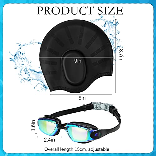 4 Pack Swim Caps for Kids Swimming Cap and Goggles for Boys Girls Silicone Swim Bath Hats with Ear Plugs Nose Clip for Sho...